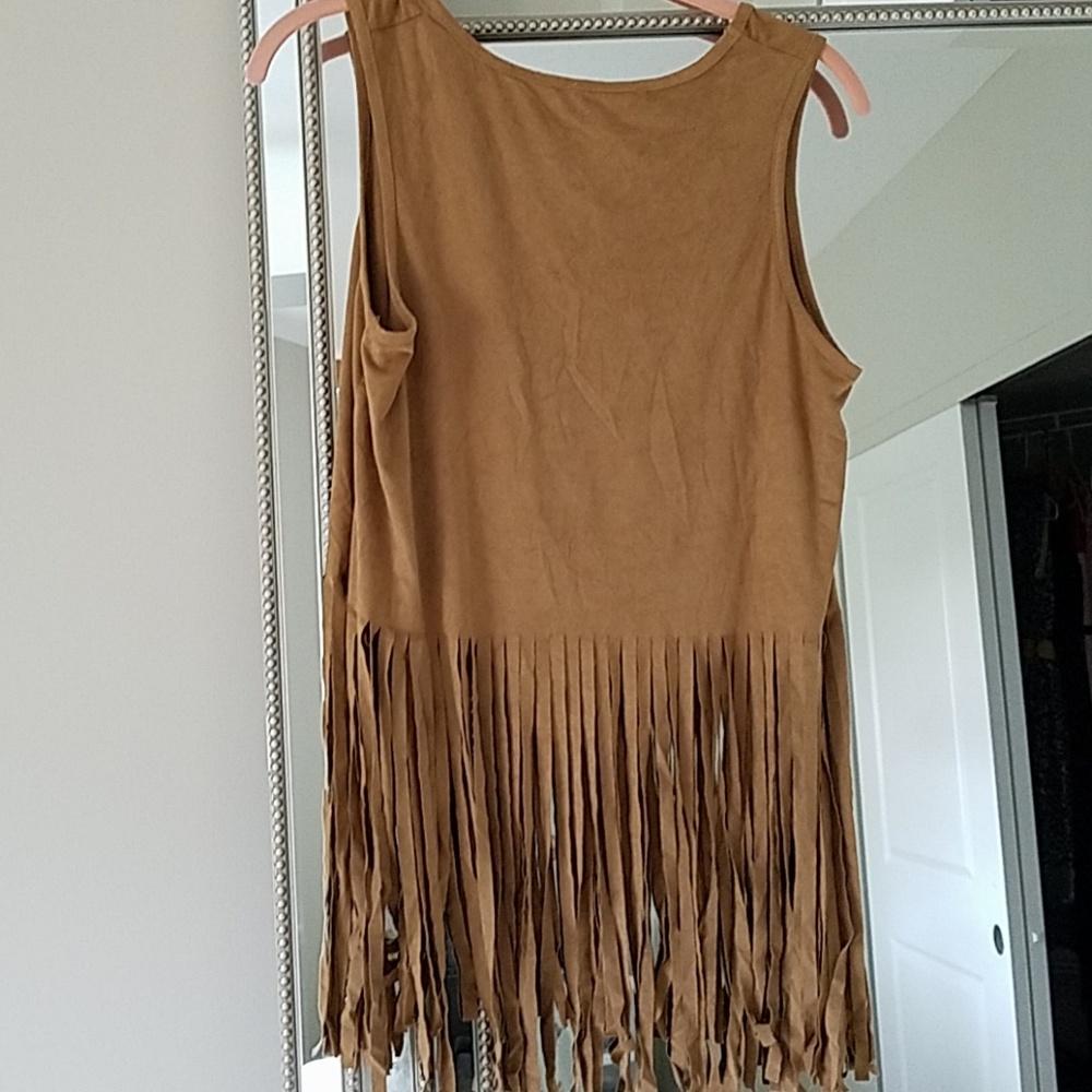 It Girl suede fringe tank top w elephant large - Picture 4 of 4